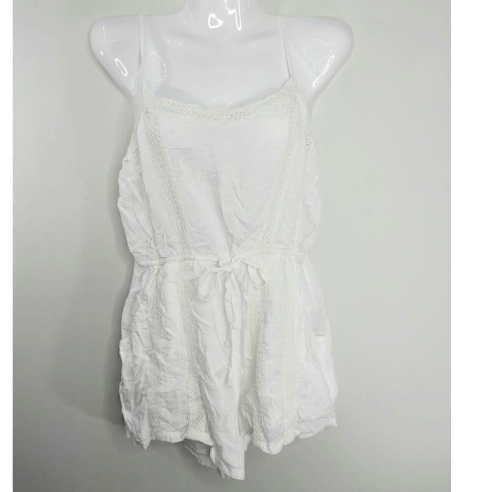 Cotton On White Viscose Crochet Accent Sleeveless Romper Size XS